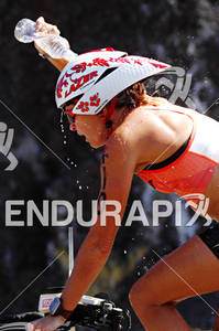 Dede Griesbauer cooling off while competing in the bike portion of the 2010 Ford Ironman World Championship.