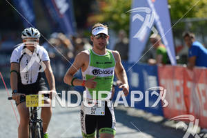 Bart Aernouts on the run portion of  the Ironman 70.3 European Championship on August 12, 2012 in Wiesbaden, Germany