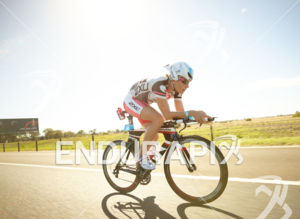 Caroline Stefen on bike at the Ironman Asia-Pacific Championship on March 23, 2013 in Melbourne, Australia