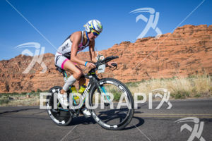 Uli Bromme climbs through Snow Canyon at the 2013 Ironman 70.3 St. George in St. George, UT on May 4, 2013