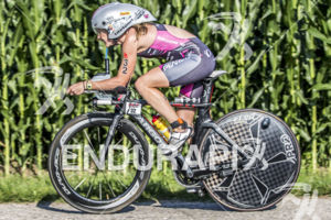 Magali Tisseyre riding her Argon 18 at the 2013 Ironman Muncie 70.3 on July 13, 2013 in Muncie, Indiana