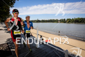Age group athlete during the run leg of the Ironman 70.3 Vichy in Vichy, France on August 27th, 2016