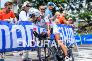 Anja Beranek (GER) competes during the bike leg at the 2016 Ironman World Championship in Kailua-Kona, HI on October 8, 2016.