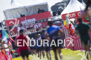 Age groupers reach the finish line of the 2019 Escape From Alcatraz Triathlon held on June 9, 2019 in San Francisco, CA.