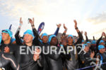 NICE, France : Triathletes before the start at Ironman France