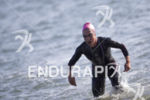 Holly Lawrence completes the swim  at Escape From Alcatraz Triathlon…